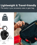 NexGO Universal Smartphone Adapter fits in a compact travel bag, showcasing its portability and lightweight design.