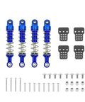 Upgrade Your RC Ride With These Metal Shock Absorbers Designed For WPL C14 C24 C34 Models To Boost Suspension Travel And Raise The Seat Height For Serious Off Road Action Without Worry., blue metal RC shock absorbers with springs, mounts, screws and nuts