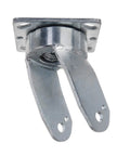 Badass Heavy Duty Kingpinless Swivel Caster With Polyurethane Molded Steel Wheel Non Marking Floor Friendly Smooth Rolling 5 Inch 1750 Pound Capacity For Shop Rig Or Garage Setup, showing swivel frame and steel design.