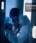 Wireless Door Alert Chime For Home And Business, Real Time Door Open Notifications, Instant Entry Alerts, No-Fuss Setup, Keeps Your Property Safe With 24/7 Peace Of Mind And Quick Door Alerts At Every Entrance. Door sensor and chime on a doorway.
