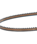 Top Shelf Woodshop Essential Seventy By One Half Inch Four Tpi Band Saw Blade For Smooth Resawing and Precise Hardwood Cutting With A Slick Finish That Absolutely Crushes Any Project, showing sharp teeth and Swedish steel construction.