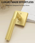 4 Pack Brushed Gold Dummy Interior Door Handles For Closet French Doors Pantries And Interior Push Pull Doors Decorative Non Turning Door Levers close-up
