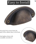 Antique Bronze Shell Cup Pulls Set Of 10 For Cabinets And Dressers With Screws 82mm By 35mm Center Distance 65mm, installation guide