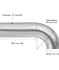 90-degree mandrel elbow, 1-5/8 in OD, 304 stainless steel sanitary exhaust pipe connector for HVAC