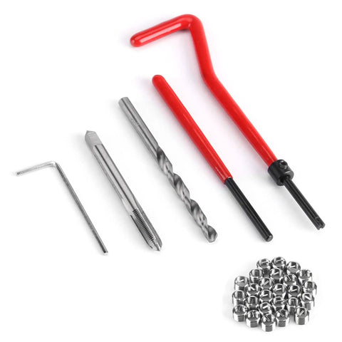 Top Notch 30 Piece Thread Repair Insert Kit With Precision Wire Helicoils For Stripped M5 Bolt Holes In Steel Cast Iron And Aluminum Engine Blocks Auto Shop Essential, drill tap and inserts