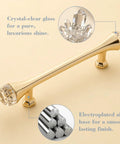 Gold Crystal Dresser Drawer Pulls Four Pack With Screws Three And Three Quarter Inch Hole Center Crystal Bar Cabinet Handle