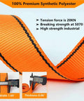 Close-up of orange synthetic polyester strap for Full Body Safety Harness With Internal Shock Absorbing Lanyard For Tool Fall Protection