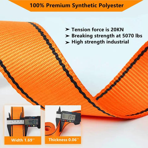 Close-up of orange synthetic polyester strap for Full Body Safety Harness With Internal Shock Absorbing Lanyard For Tool Fall Protection