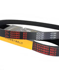 Heavy Duty Industrial Multi Rib Drive Belt Set In 10PK Sizes For Machinery Power Transmission With Durable Rubber Composite and Reinforced Cords For Sick Smooth V Slot Poly V Operation, with visible measurements.