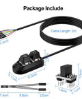 External Desktop PC Power Button Switch Extension For Easy Access On Off Reset, HDD LED Indicator, 2m cable, black plastic PC case buttons