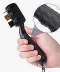 3-In-1 Golf Club Cleaner Brush Set With Retractable Head And Zip Line, showing nylon and brass bristles with anti-slip grip