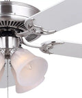 St James 52 Inch Ceiling Fan With Five Blades And Four Bulb Light Kit In Brushed Nickel With Alabaster Glass White Reversible Blades