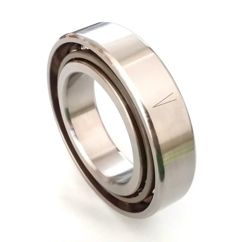 True Metric ABEC 7 Pro Shop Rated Single Row Angular Contact Ball Bearing, 45mm bore, 75mm outer shell, 16mm wide.