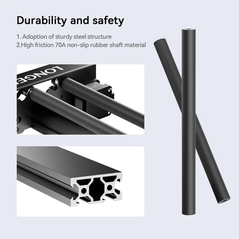 Pro Laser Rotary Roller For Round Etching With Dope 360 Auto Spin And Hella Wide 6 To 300 Millimeter Dial durable steel structure and non-slip rubber shafts.