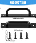 12 Pack 5.8 Inch Aluminum Alloy Black Cabinet Pulls With Screws For Barn Doors Cupboards Wardrobes Closets And More Sliding Kitchen Handles Ideal For Drawers Doors Garage And Shed Long Lasting, showing dimensions and included screws.
