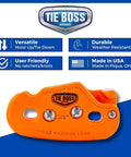 Self Locking Block and Tackle Hoist System With 35 Ft Polypropylene Rope, 300 Lb Capacity featuring orange jam-cleat unit