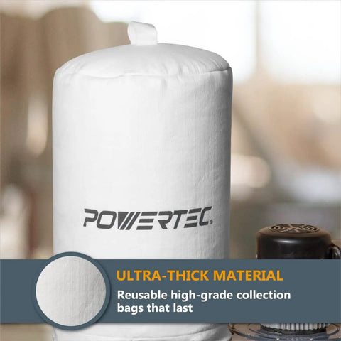 Heavy Duty Dust Collector Bag 15 X 23 Inch, 1 Micron Filter For Fine Dust, Powertec branding with durable material