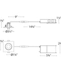 Top Tier Two Inch Led Recessed Lighting Trim Bulk Pack Of 24 Adjustable Gimbal Downlights Emitting 3000k Warm White With 530 Lumens Heavy Duty Slick White Finish For Tight Ceilings Ic Rated And Airtight dimensions diagram showing details of recessed lighting trim and components.