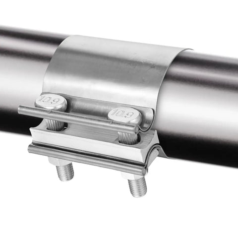 Four Piece 2.5 Inch Exhaust Clamp Set Stainless Steel 304 Quick No Weld Butt Joint Band Sleeve Coupler For Pipes And Mufflers