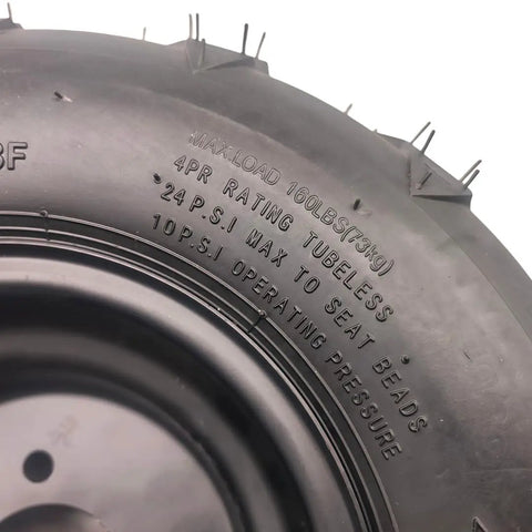 Close-up of Left Wheel Rim Tire Assembly For TaoTao 50cc 90cc 110cc 125cc ATVs And Go Karts Including 16x8-7 Tire