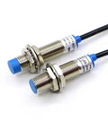 Go-To Inductive Proximity Switch M12 FR12-2DN2 Motion Sensor For Metal Detection, Built Tough Industrial Proximity Switch For Real World Automation And Sensing. Two M12 metal inductive sensors with blue caps and cables