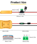 Product size details of 2 Pack Power Wheel Battery Adapter Kit For 20V RC Cars And Trucks With Fuses 12AWG Wire Terminals.