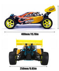 Side and rear views of Beast One Tenth Scale Nitro RC Buggy With 4WD Off Road Power Gas Powered Two Speed Auto Transmission