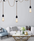Three Light Plug In Pendant Fixture Built Different Hemp Rope Wire Hanging Lamp Fly Setup For Kitchen Island Living Room Decor.