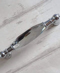 Two Pack 3.78 Inch Glass Dresser Drawer Handles With Clear Crystal Look Pull Knobs In Chrome Metal Finish, 96mm Center To Center