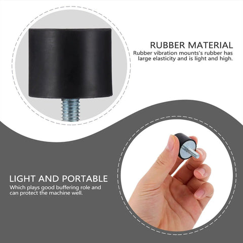 4 Pack Rubber Vibration Isolators Mounts For Engines And Compressors, Heavy Duty Anti Vibration Pads For Equipment Safety, Premium Black Rubber Mounts Built For Tough Industrial Use, black rubber mount with metal threaded stud