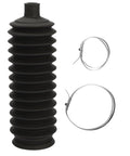 Front suspension boot set: black rubber accordion boot with two metal clamps (3 pieces shown)
