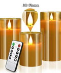 Flameless Led Candles Flickering Real Wax Look Pillar Candles With Moving Flame Fake Wickless Design Battery Operated Timer Remote Glass Effect