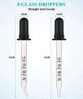 8 Pack Glass Pipette Droppers With Bent And Straight Tips, 1 ml measuring eyedroppers with clear scales for precise liquid transfer