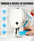 Hand using a 3 In 1 Needle Threader And Seam Ripper For Sewing Machines, Fast Threading Tool With Alignment Guide, Magnetic Back