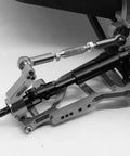 Upgraded CVD Rear Drive Shafts For Off Road RC Trucks detailed view of black steel axle connection and alloy adapter, showcasing smooth handling.
