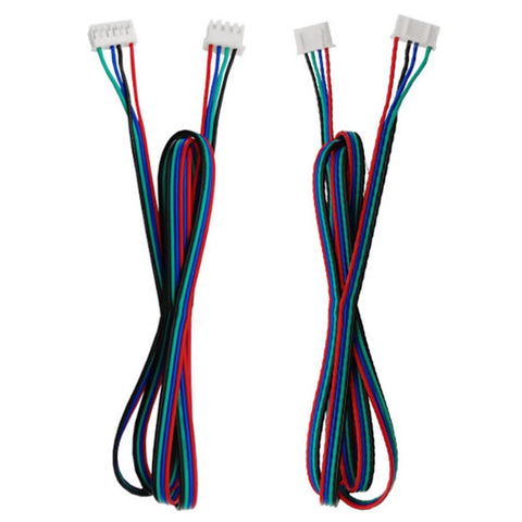 Two color-coded stepper motor cables, 2 m length, with white XH-4P to PH-6P ends (red, blue, green, black wires)
