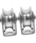 Stainless Steel Bearing Pulleys For Sliding Doors Set Of Two. Heavy Duty Wire Rope Wheels Industrial Track Rollers For Cabinets and Gym Equipment.
