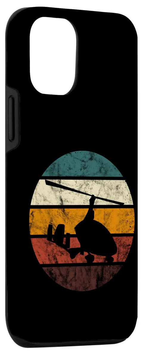 Dope Retro Gyrocopter Themed Phone Case For 12 And 12 Pro With Vintage Aviation Artwork Perfect Pilot Gear For Flight Crews And Gyro Lovers Worldwide Today