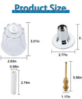 Two Piece Bathtub And Shower Knob Replacement Kit With Clear Acrylic Handles, Stems, Seats And Flanges, includes dimensions