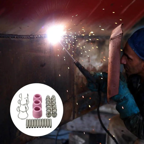 Heavy Duty Plasma Kit Torch Cutter Consumables Nozzles Cutting Tips for reliable welding work shown in use during cutting.