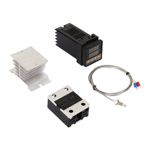 Self Tuning PID Temperature Controller With Stainless Steel Probe And Microprocessor Power Supply For Food Processing Poultry Chemical And Industrial Plants 40A Pro Grade, black module and probe