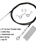 71 Inch Go Kart Throttle Cable Kit For Predator 212 196cc GX160 GX200 6.5HP Engines with accessories and zip ties