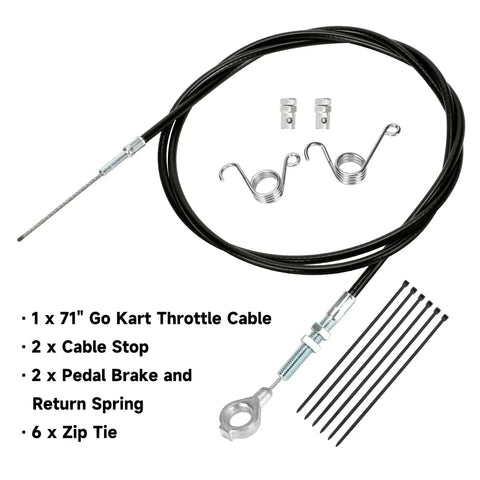 71 Inch Go Kart Throttle Cable Kit For Predator 212 196cc GX160 GX200 6.5HP Engines with accessories and zip ties