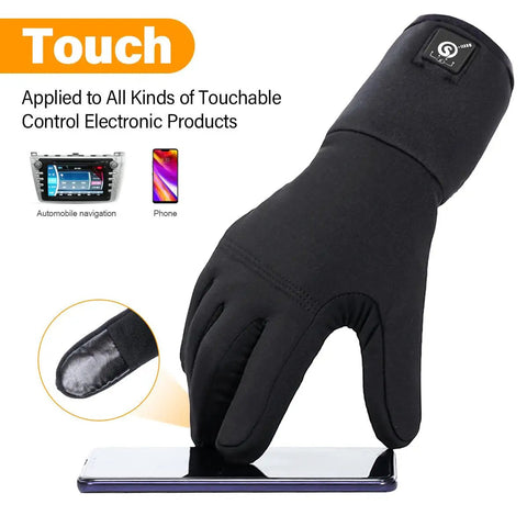 Ultra Thin Heated Glove Liners for Men and Women Rechargeable Battery Hand Warmer for Winter Sports, touch feature with phone