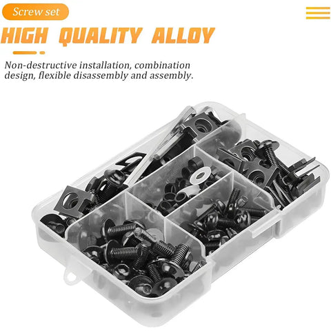 177 Piece Aluminum Bike Fairing Bolt Kit With Colorful Anodized Fasteners Nuts Clips And Washers in storage box