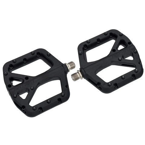 Non-Slip Mountain Bike Pedals With Lightweight Wide Flat Platform For MTB, Nylon Composite Body, Nine Sixteen Inch Spindle, Grippy Anti-Slip Pedals, Durable Cr-Mo Axle, Black