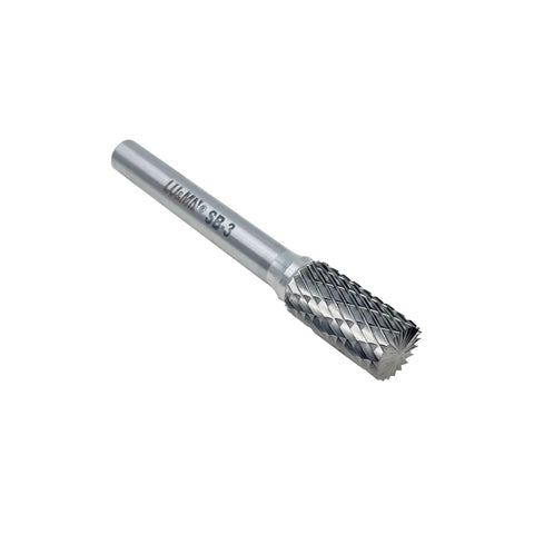 Double Cut Cylinder Tungsten Carbide Burr Rotary File for Metalworking and Woodworking One Quarter Inch Shank Three Eighths Inch Cutter