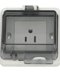 Heavy Duty IP66 Wall Outlet Us Standard Power Socket 15 Amp Weatherproof Jack with protective cover for outdoor installation.