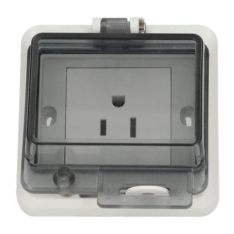 Built Tough Heavy Duty US Standard Waterproof Electrical Socket 127V 15A Industrial IP66 Outlet with transparent cover.