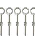 Beefed Up Heavy Duty M12 Threaded Eye Bolts Kit 5 Pcs 304 Stainless Steel With Nuts and Washers for Lifting and Hanging